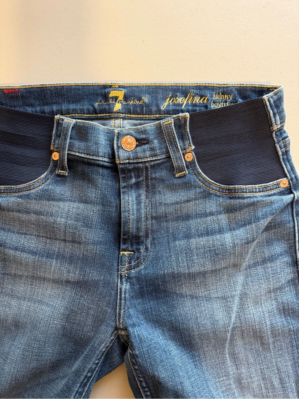 7 FOR ALL MANKIND Josefina Skinny Boyfriend Maternity Jeans — Size 26